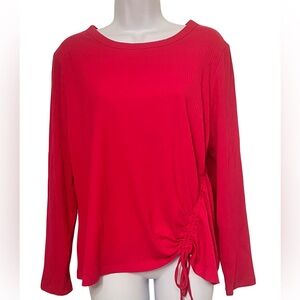 a new day Bright Pink Long Sleeve Drawstring Side Top